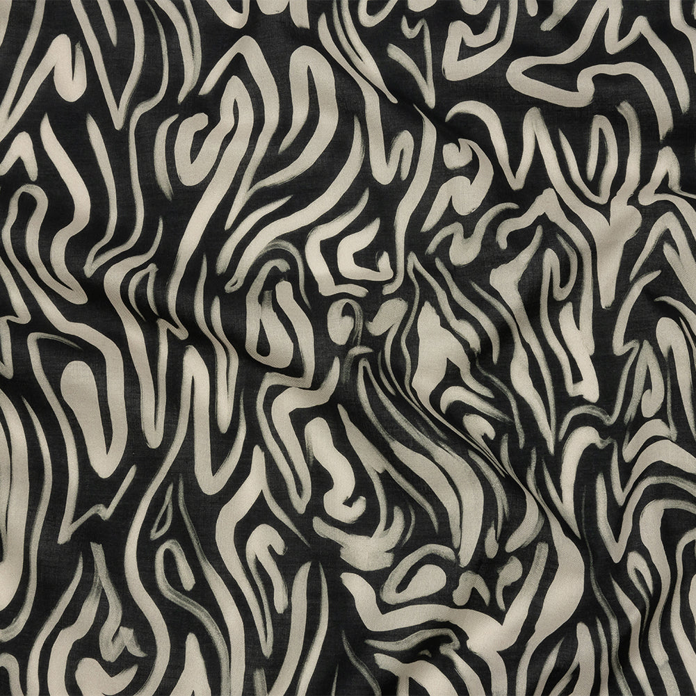 Cotton Voile - Black and White Abstract Lines - Gallery Tour Print - Mood Exclusive Metro Collection - Joann Fabrics
