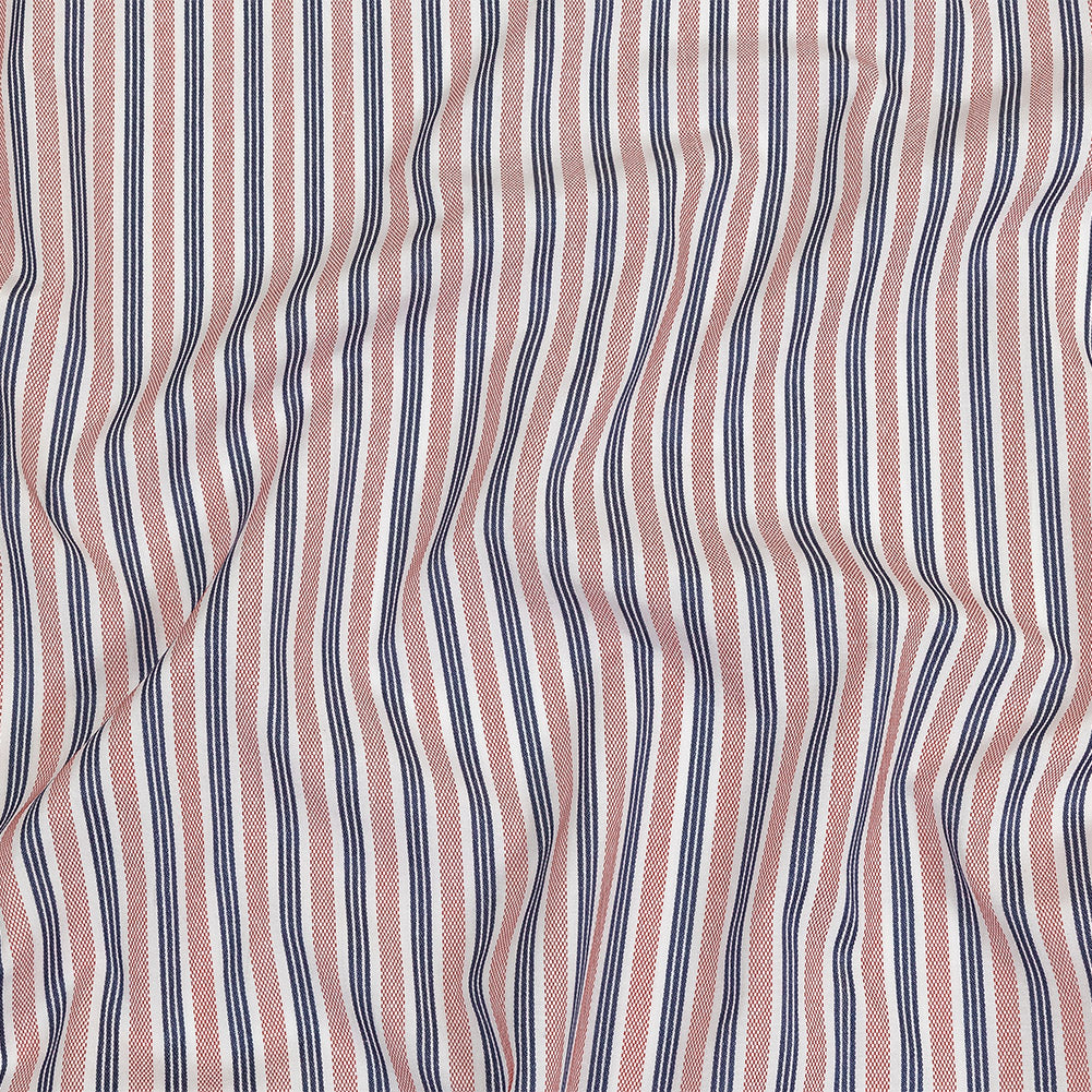 Red, Navy and White Striped Cotton and Polyester Dobby - Joann Fabrics