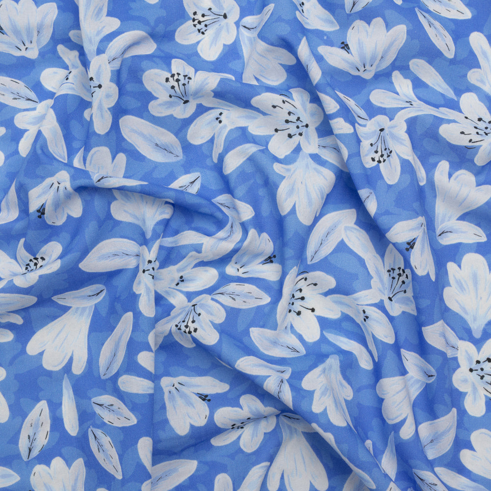 Cotton Voile - Blue Floral - Daybreak Bloom Print - Mood Exclusive Chariot Collection - Joann Fabrics