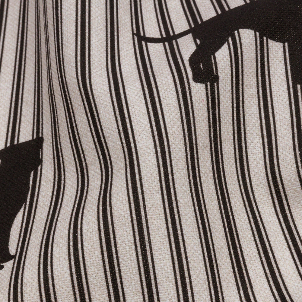 Cotton Canvas Print - Coal Dog Silhouettes and Ticking Stripes - British Imported - Joann Fabrics