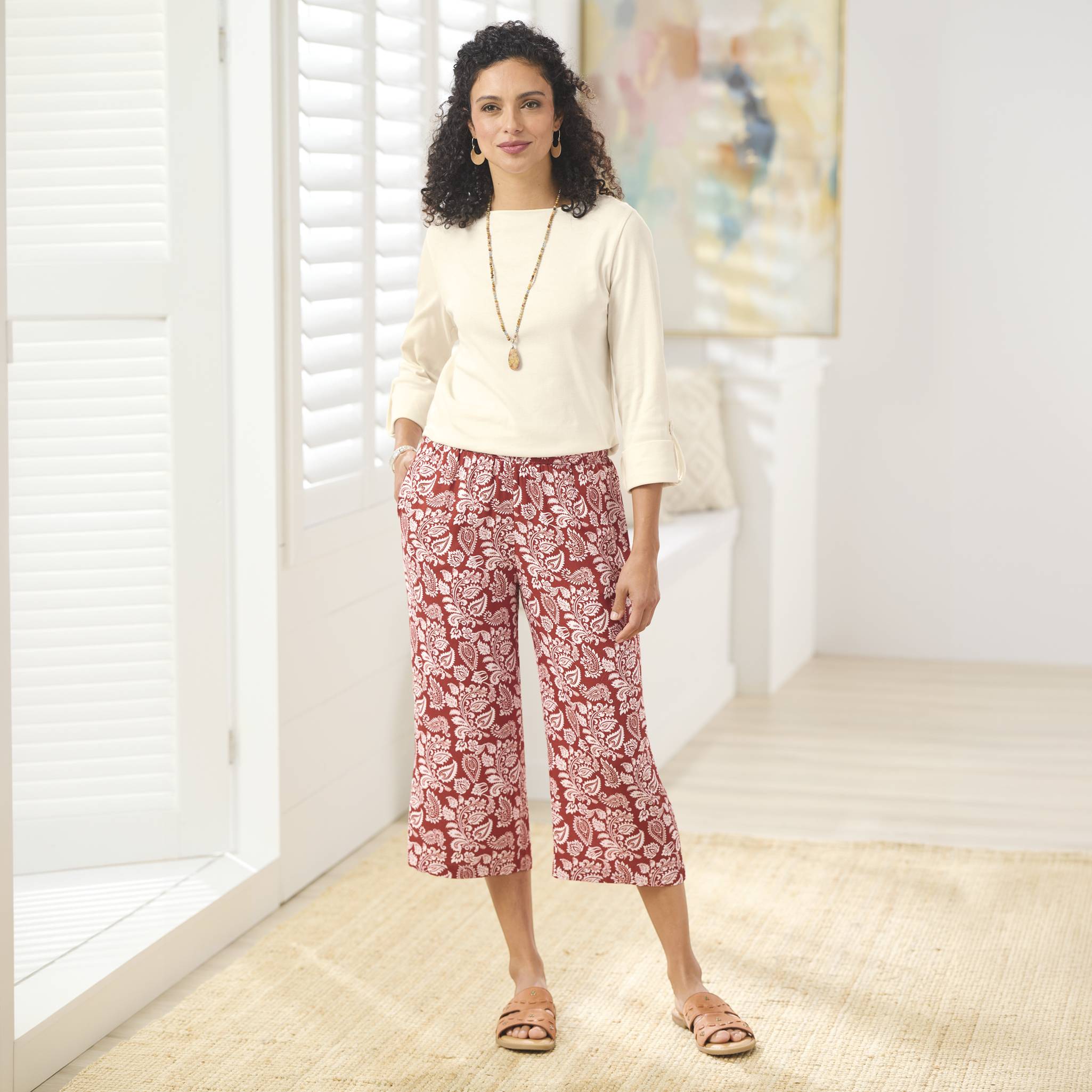 Rich Paisley-Print Capris - Northstyle Catalog