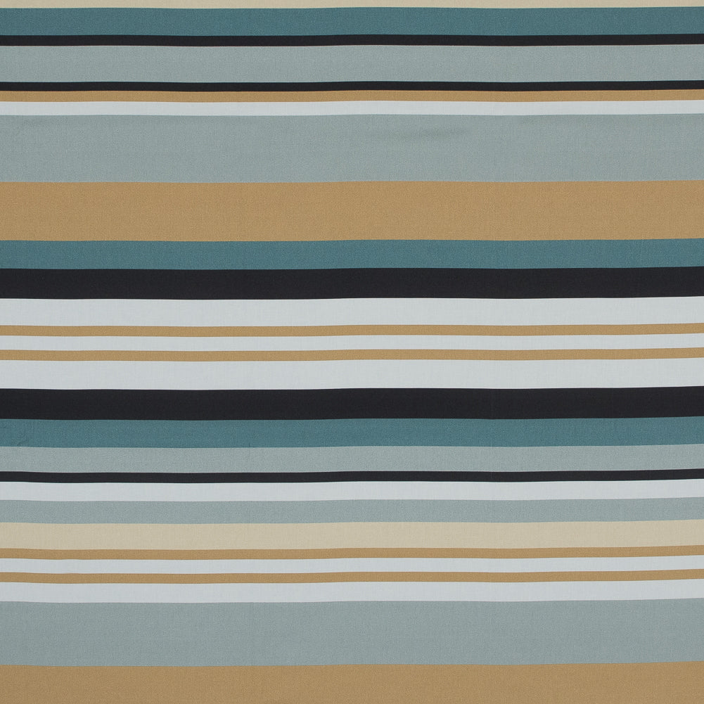 Stretch Cotton Sateen - Blue and Beige Stripes - Krishna's Meditation Print - Mood Exclusive Surya Collection - Joann Fabrics