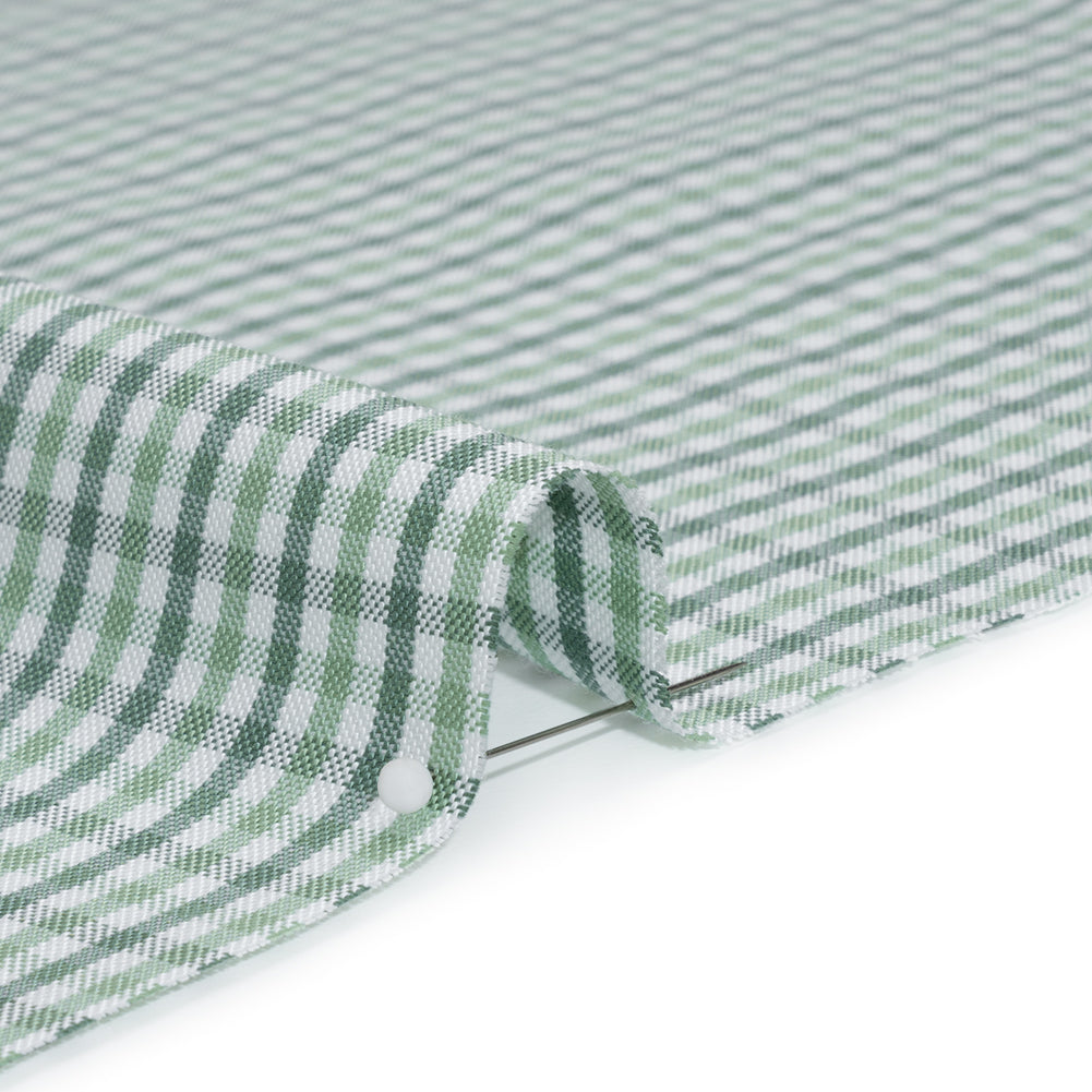 Cotton Oxford Shirting - Sage, Mint Green and White Tattersall Check - Deadstock - Joann Fabrics