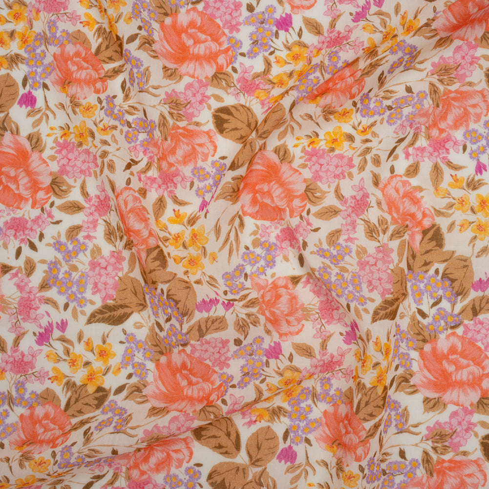Crinkled Cotton Gauzy Woven - White, Pink and Lavender Floral - Mood Exclusive Romantic Reverie Print - Joann Fabrics