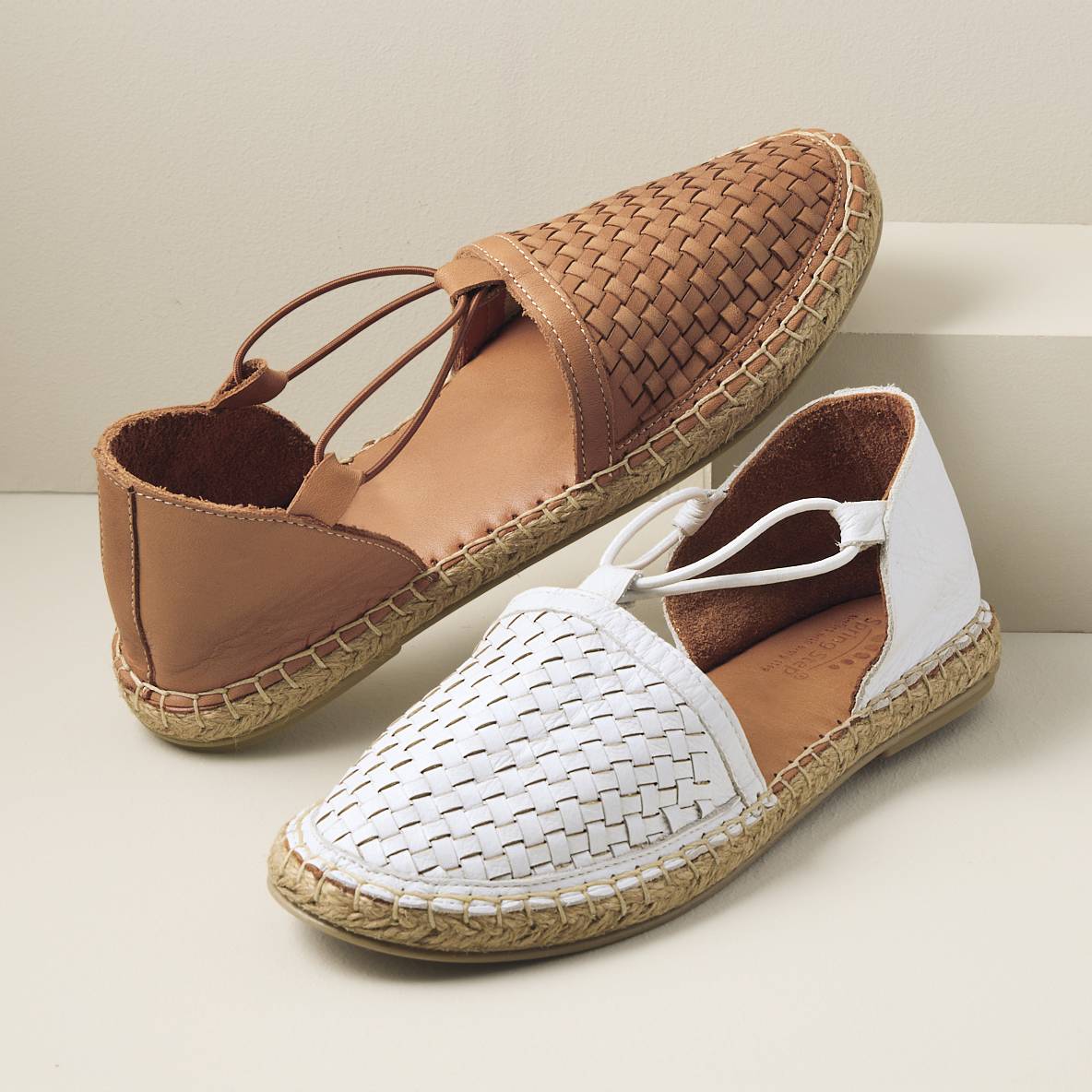 Woven Leather Espadrilles, Elastic Strap - Northstyle Catalog