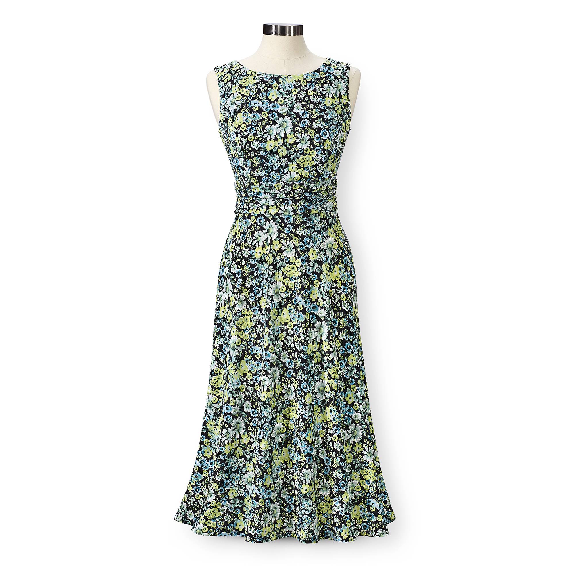 Delicate Floral Puff-Print Dress, Softly Draping, Ruched Waist - Northstyle Catalog