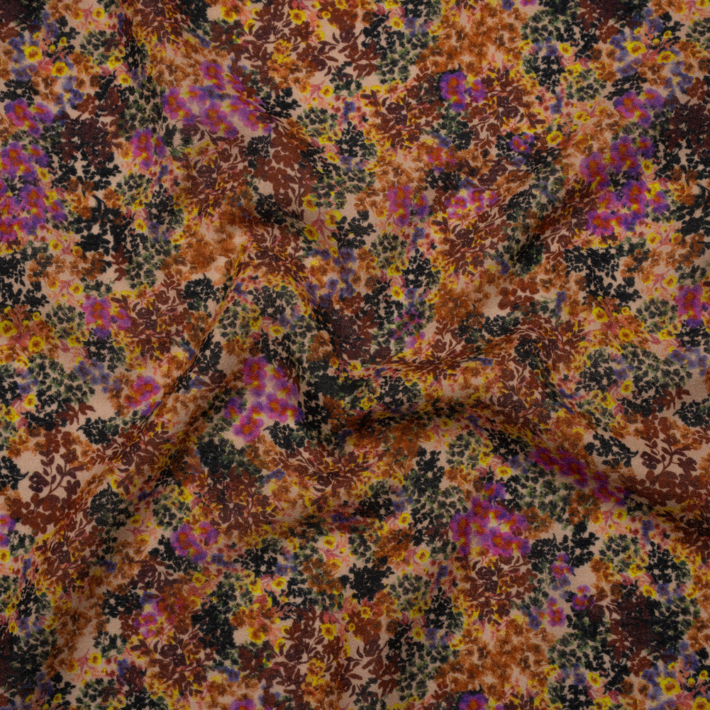 Cotton Crepe - Brown, Purple and Yellow Little Flowers - Mood Exclusive Crocus Confetti Print - Joann Fabrics
