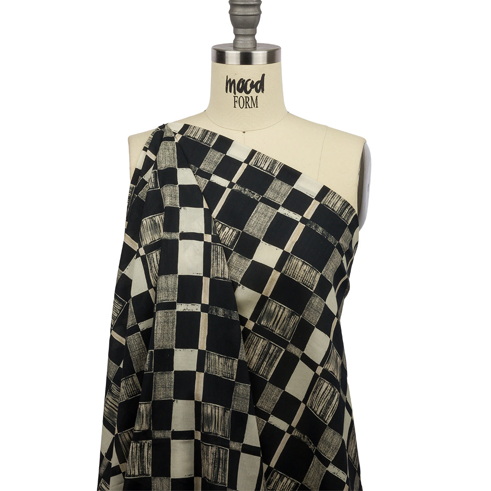 Cotton Voile - Black and White Checks - City Blocked Print - Mood Exclusive Metro Collection - Joann Fabrics