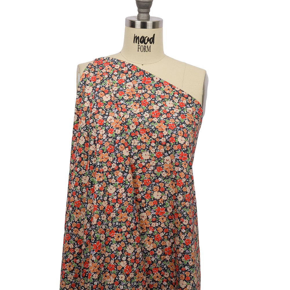 Cotton Poplin - Black and Peach Floral - Poppy Hypnosis Print - Mood Exclusive Secret Garden Collection - Joann Fabrics