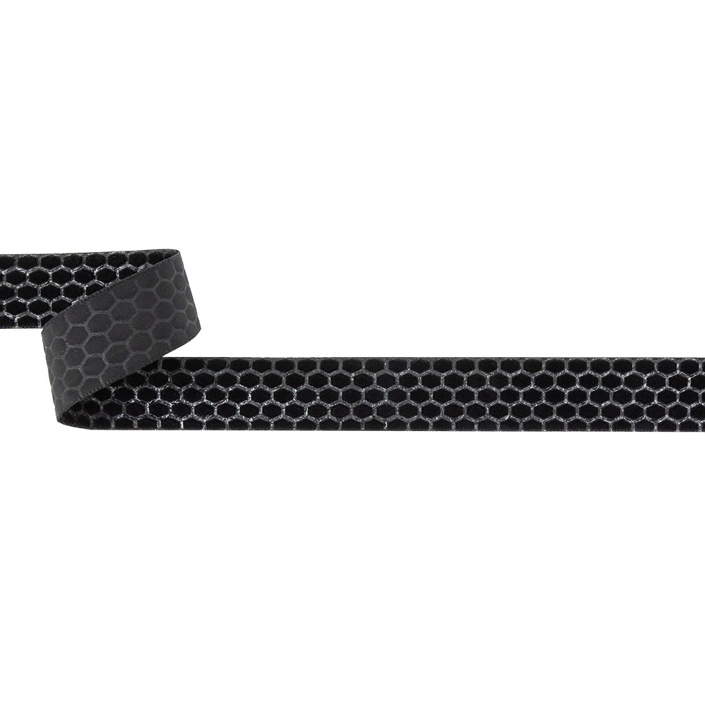Italian Black Honeycomb Velvet Burnout Trim - 0.875