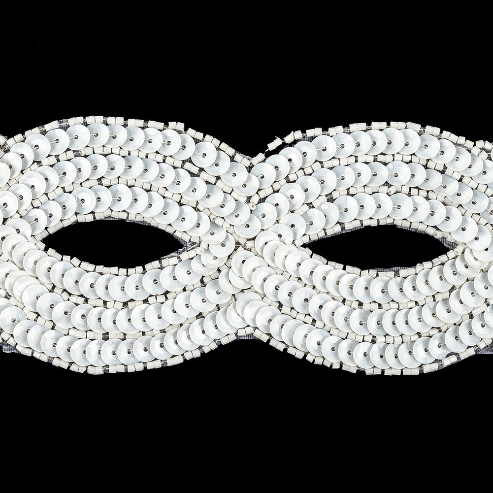Vintage White Sequins and Beaded Figure Eight Applique - 11