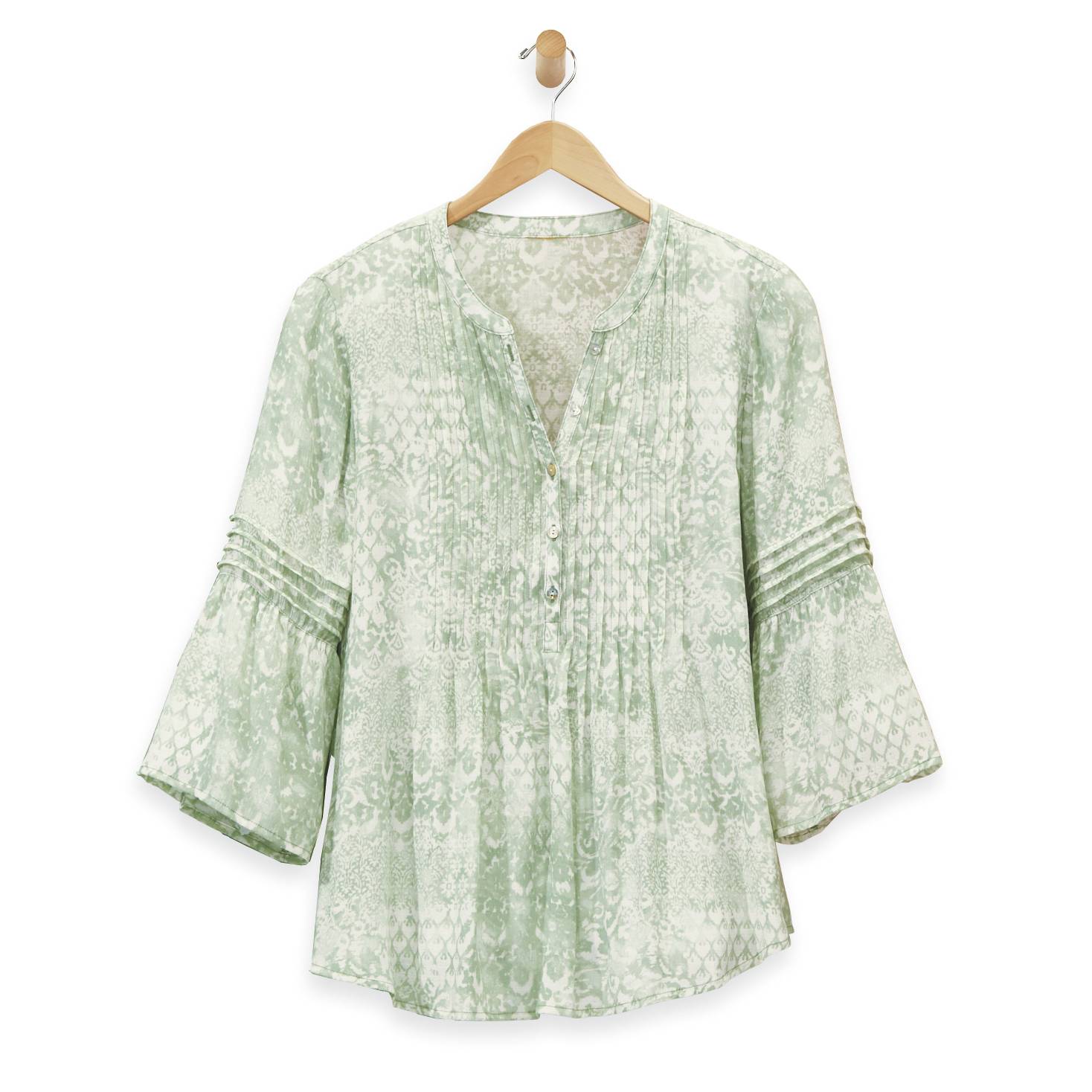 Pintuck Batik Patchwork Shirt - Northstyle Catalog