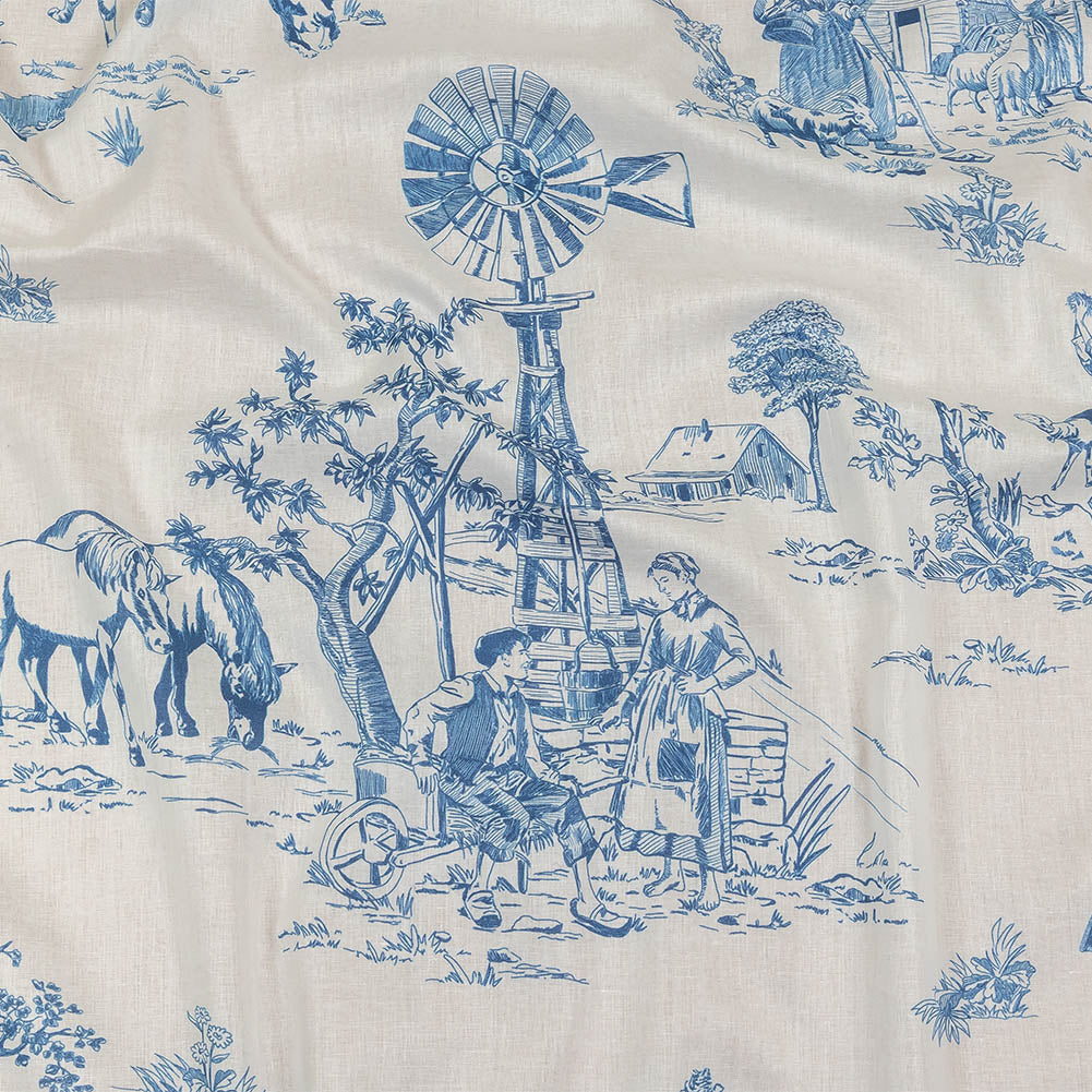 Cotton Voile - Cobalt and White Class Toile de Jouy - Joann Fabrics