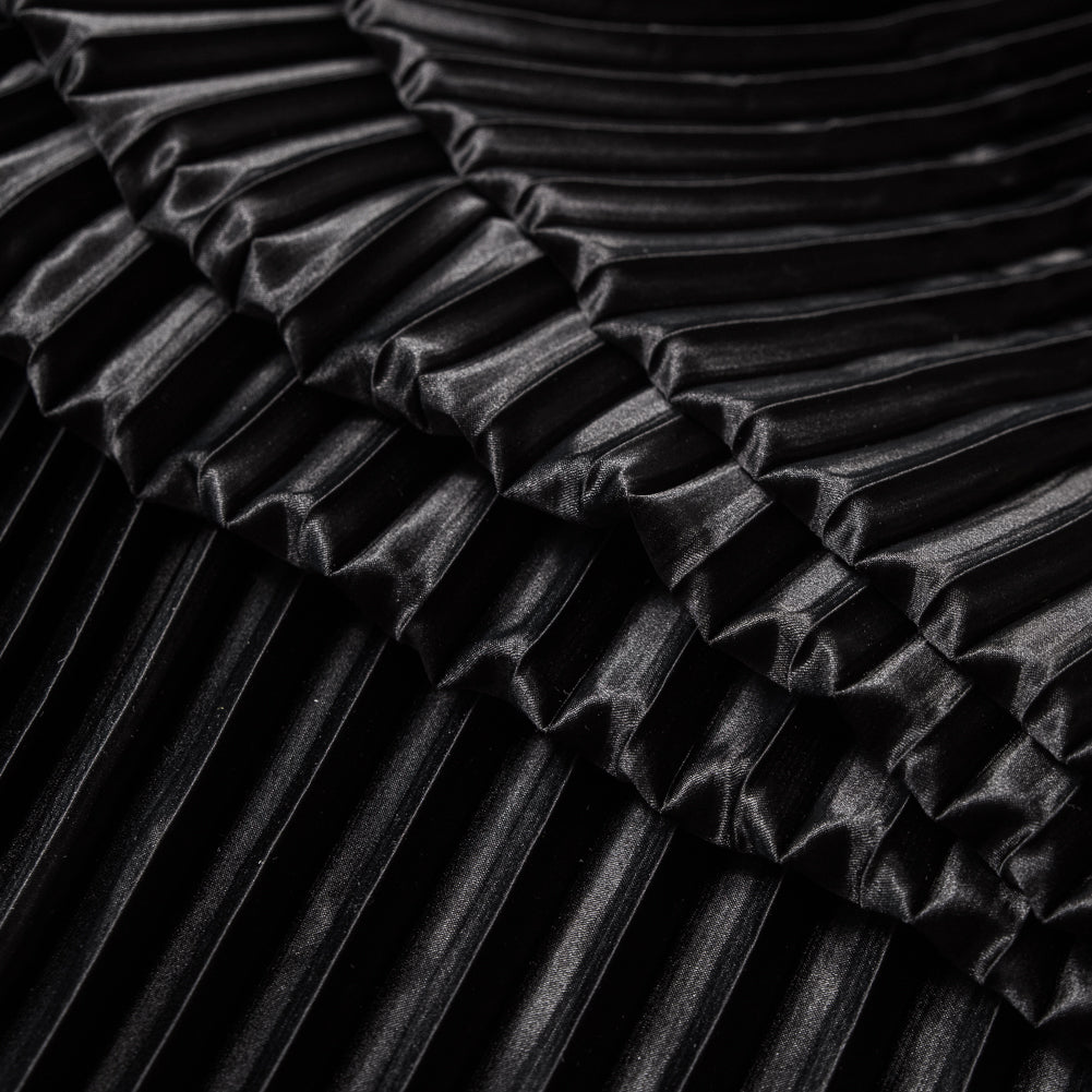 Pleated Stretch Satin - Black - Andreas Collection - Joann Fabrics