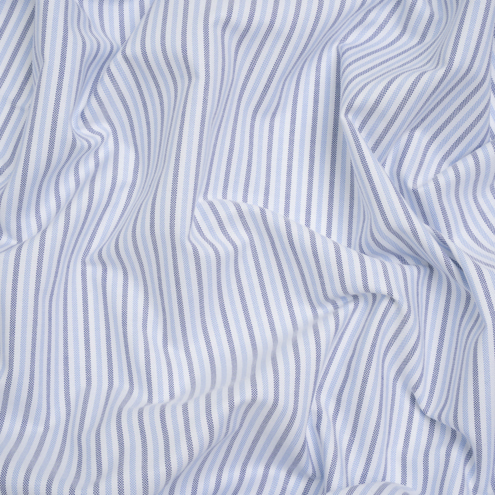 Cotton Oxford Shirting - Sky, Bright Blue and White Candy Stripes - Deadstock - Joann Fabrics