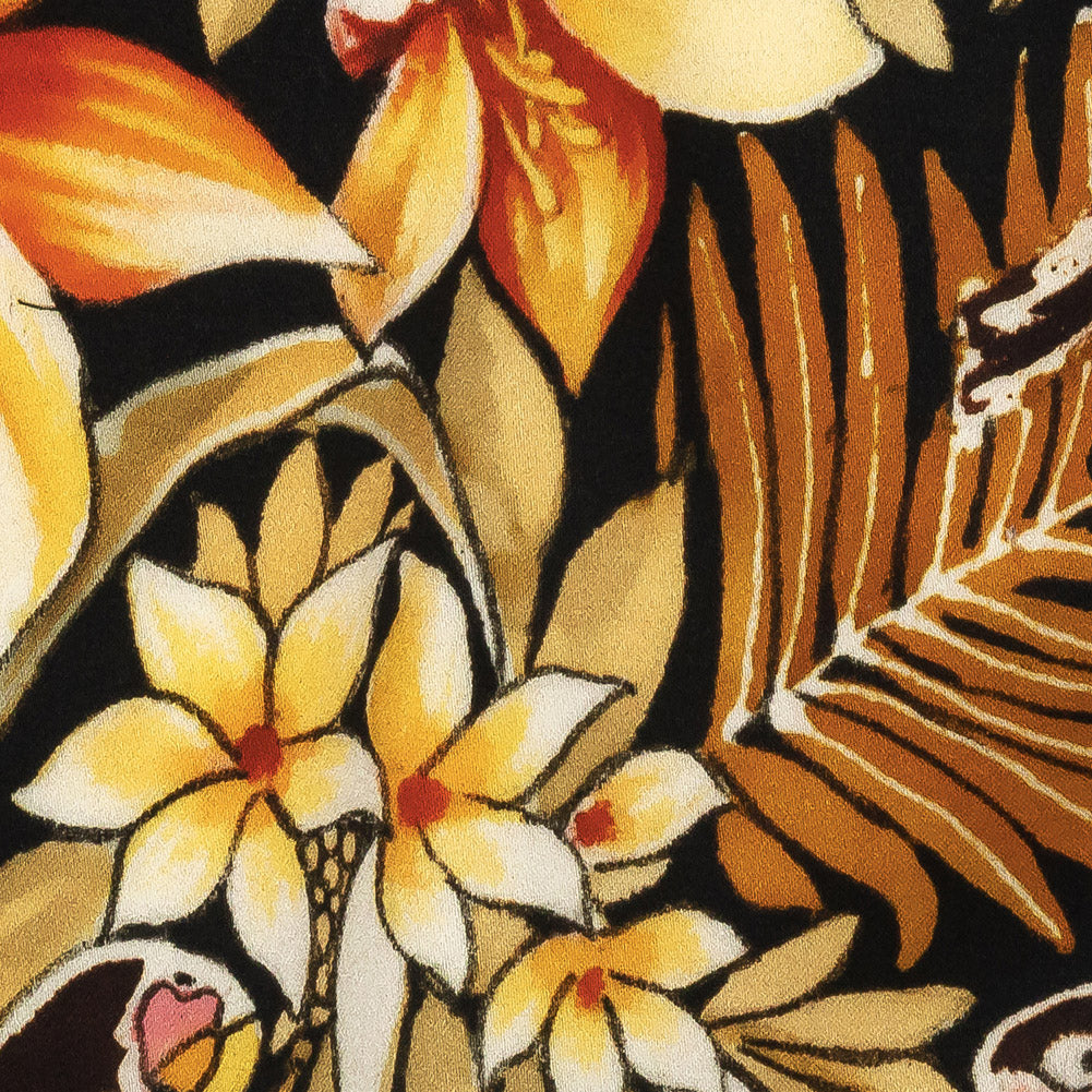 Stretch Cotton Sateen - Black and Gold Floral - Chiaroscuro Print - Mood Exclusive Viso Collection - Joann Fabrics