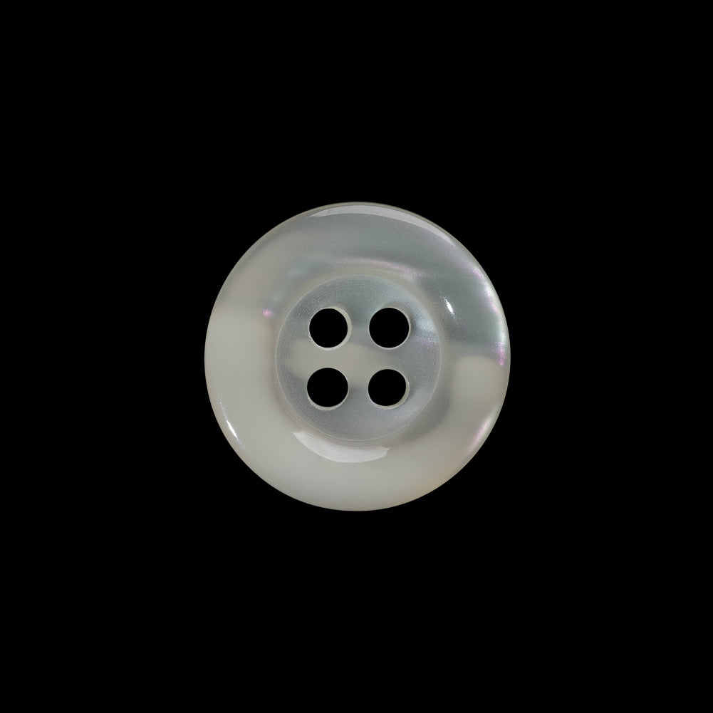 Plastic 4-Hole Button - 28L/18mm - Iridescent Ivory Rolled Rim - Joann Fabrics