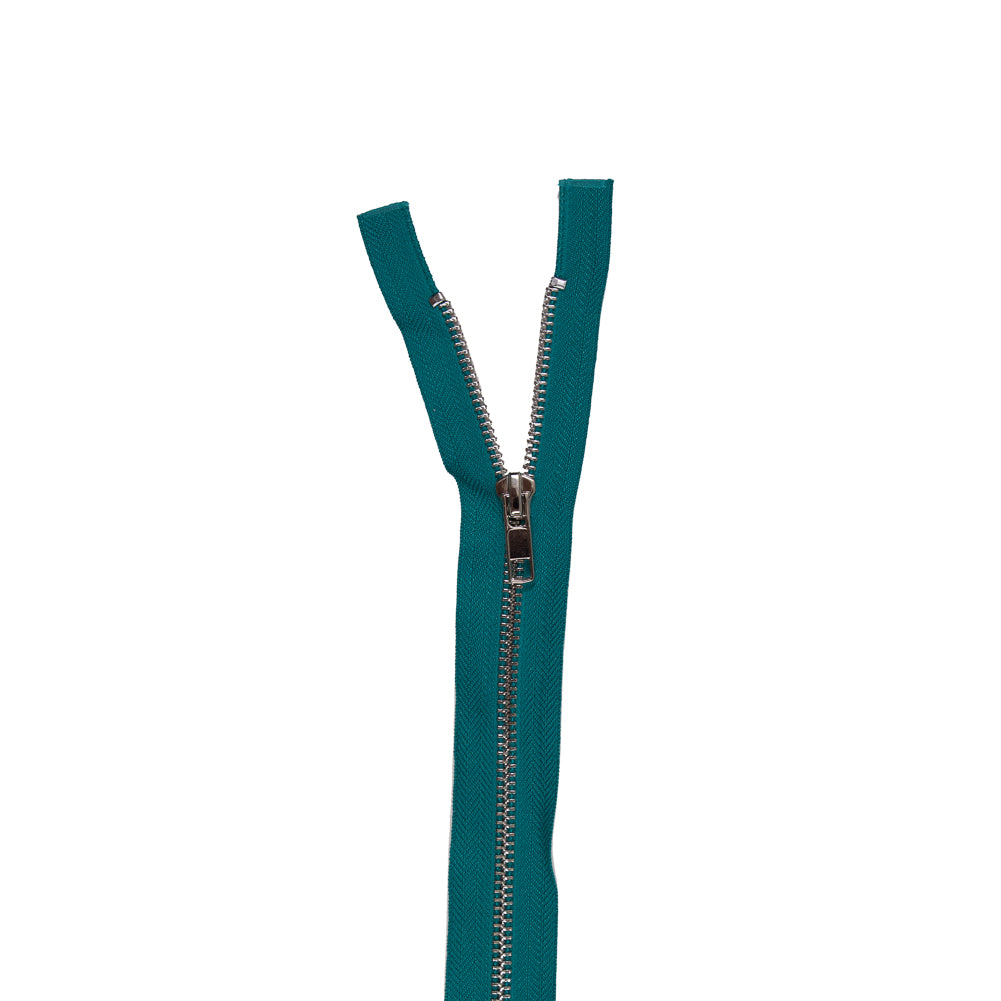 Jade and Silver Metal Two-Way Zipper - 36