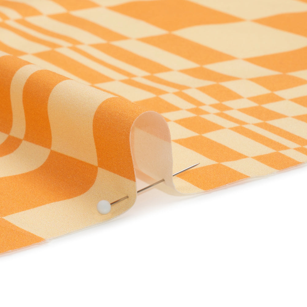 Mood Exclusive Creamsicle Cheeky Checkers Stretch Cotton Poplin - Joann Fabrics