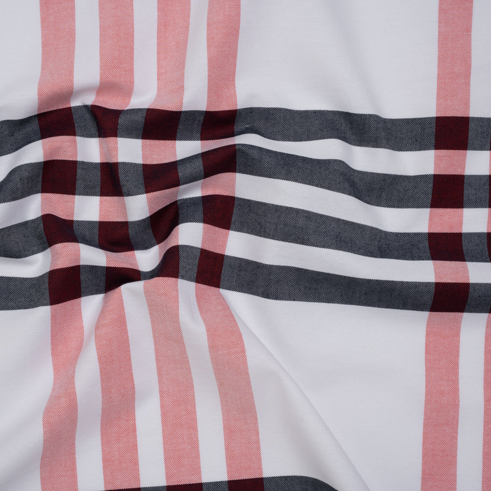 Cotton Oxford Shirting - Midnight Navy, Red and White Oversized Plaid - Deadstock - Joann Fabrics
