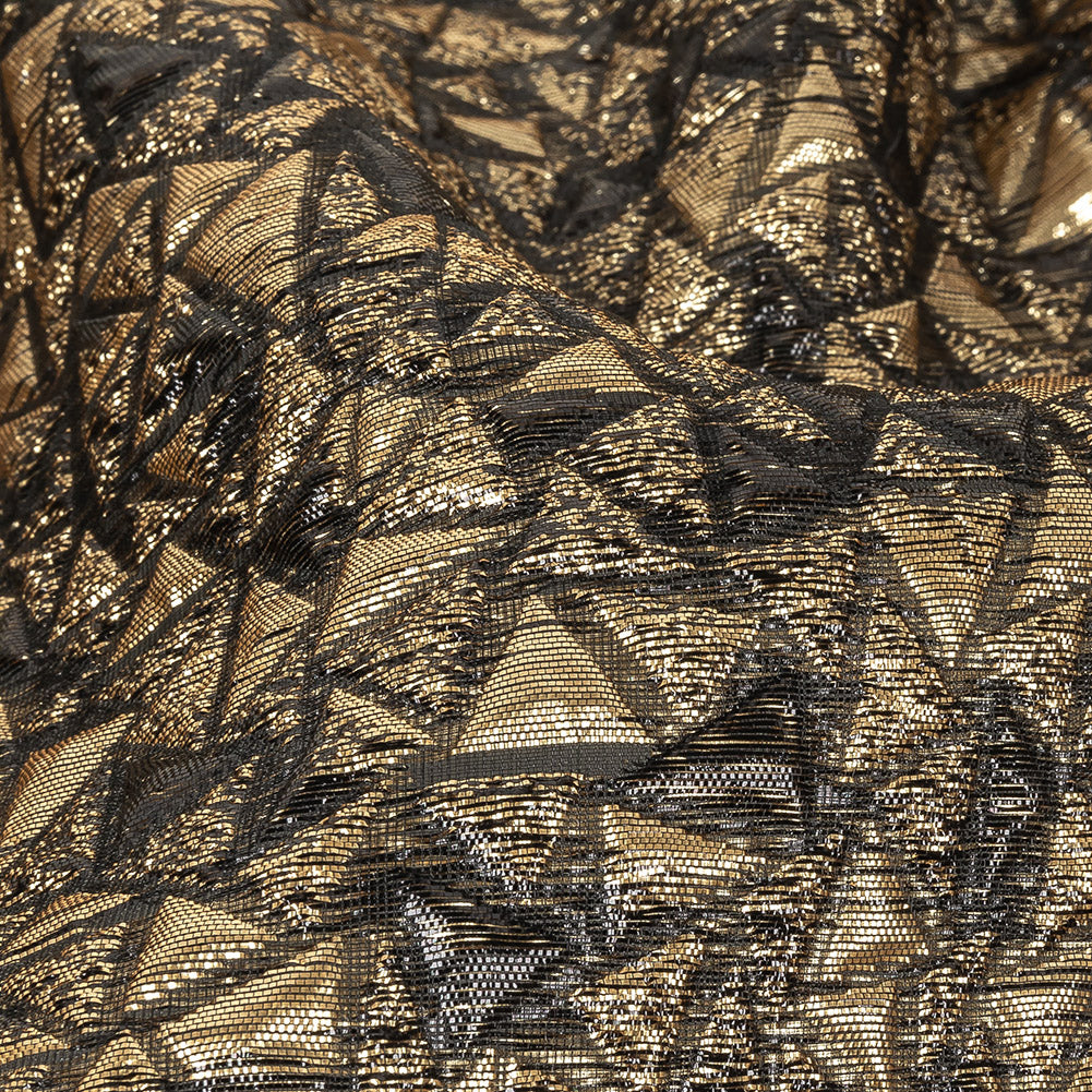 Mood Exclusive Metallic Gold and Black Tactile Triangles Luxury Brocade - Joann Fabrics