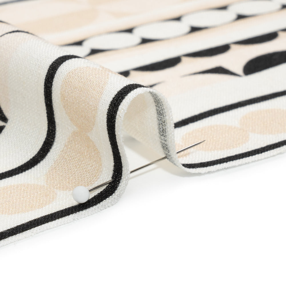 Viscose and Linen Woven Panel Print - Black and White Split Circles - Mood Exclusive Circle Back - Joann Fabrics