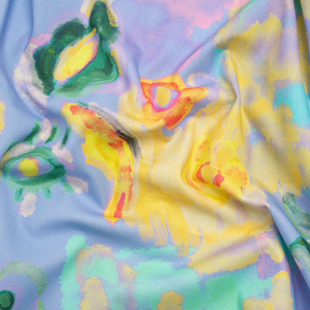 Stretch Cotton Canvas Print - Blue and Yellow Painterly Floral - Mood Exclusive Step One - Joann Fabrics