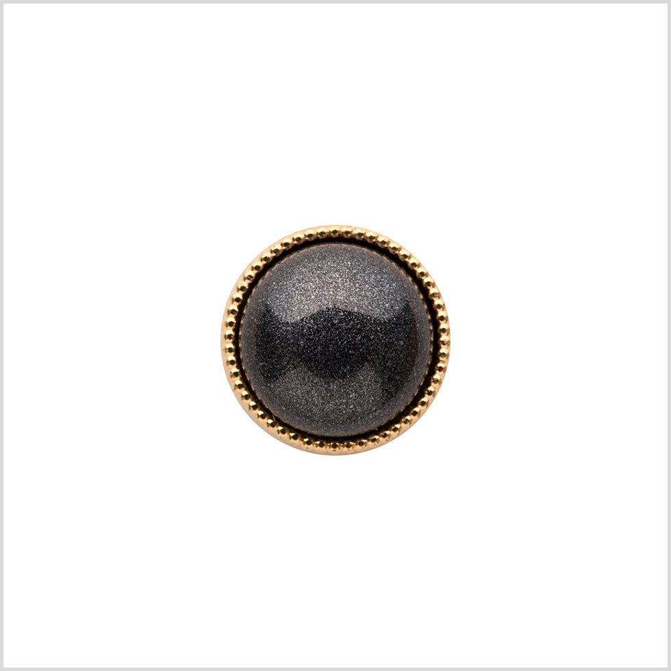 Italian Charcoal/Gold Shank Back Button - 18L/11.5mm - Joann Fabrics
