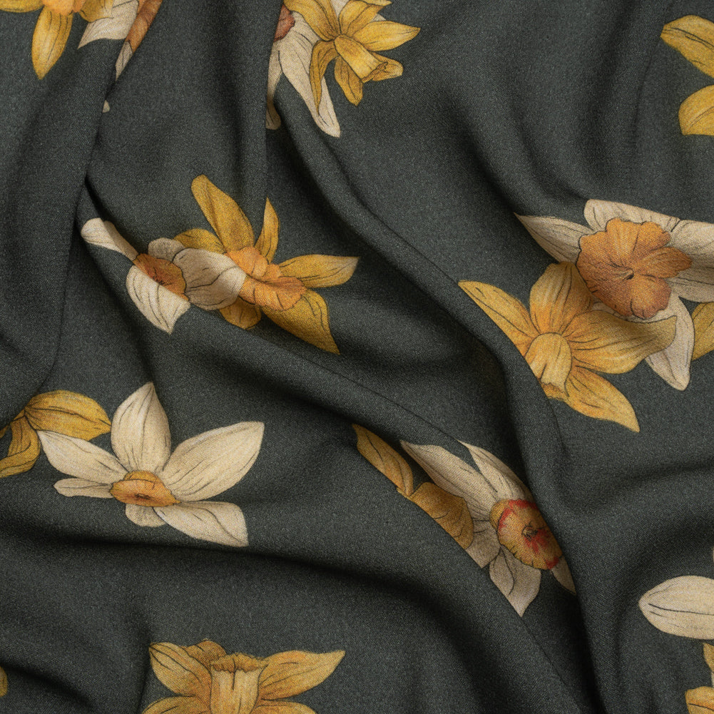 Viscose Crepe Print - Forest Green and Yellow Floral - Mood Exclusive Baby Bunches - Joann Fabrics