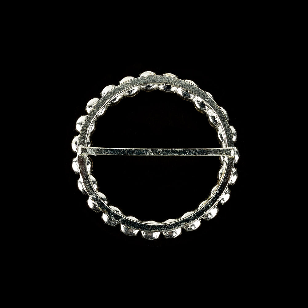 Vintage Czech Pearl and Silver Metal Slider - 2.875