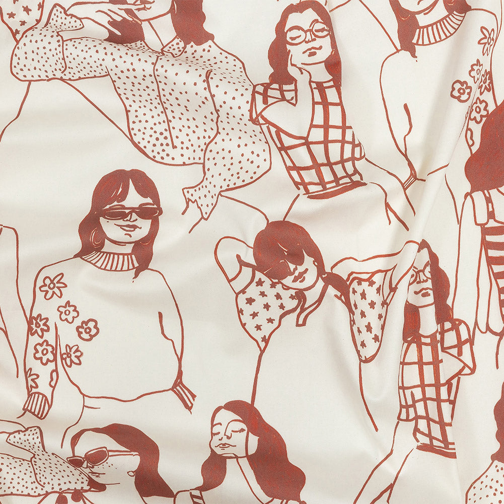 Stretch Cotton Sateen - Pink and White Women - Cameo Print - Mood Exclusive Viso Collection - Joann Fabrics