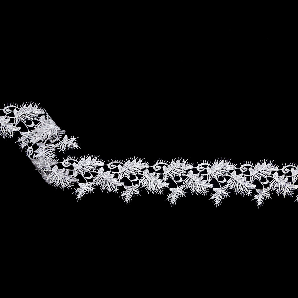 Fancy White Leafy Venise Lace Trim - 2.25