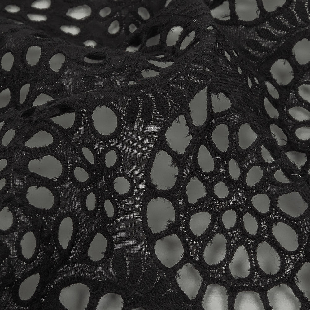 Famous Australian Designer Black Scalloped Embroidered Cotton Eyelet with Scalloped Edges - Joann Fabrics