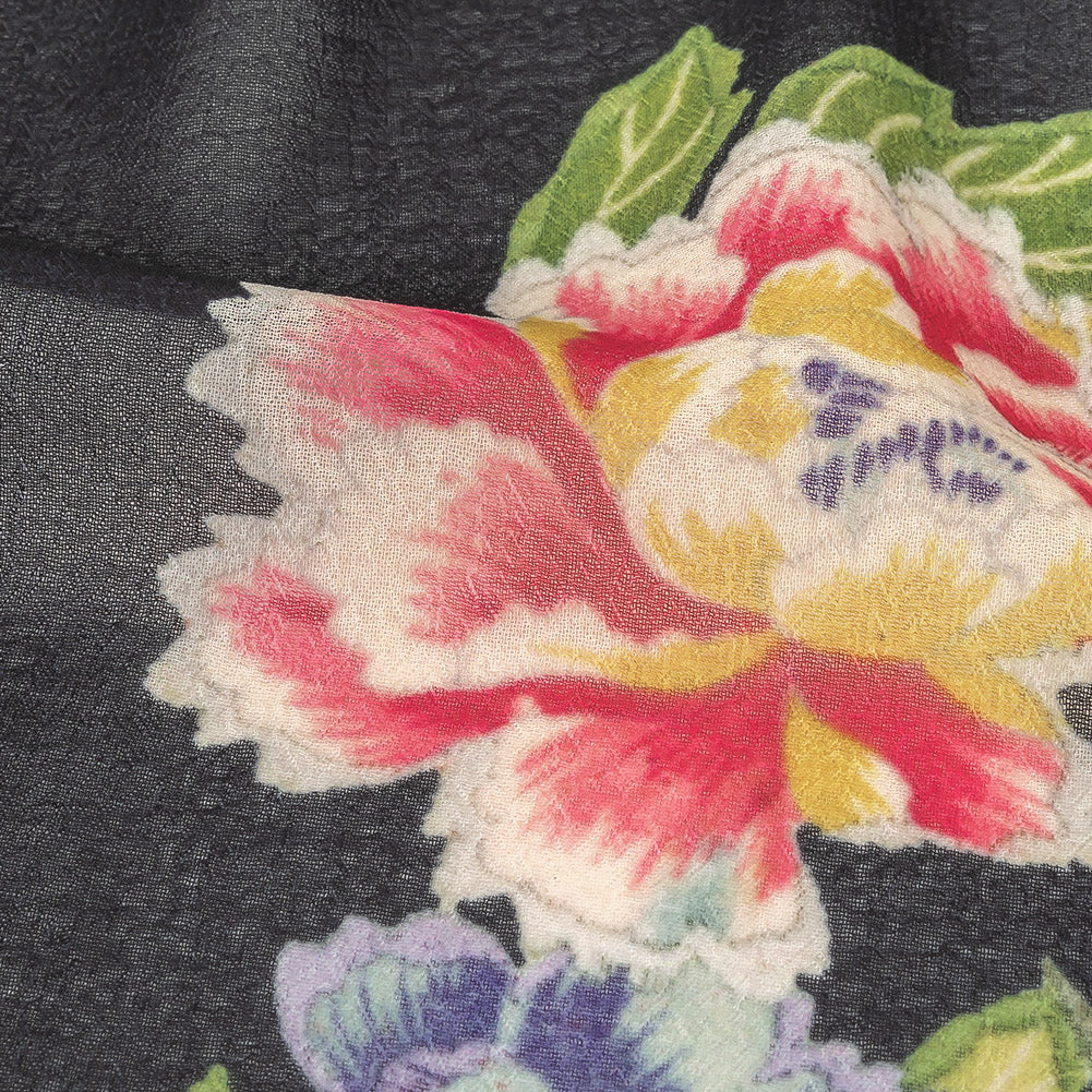 Famous NYC Designer Black, Pink, and Green Lovebirds and Florals Polyester Georgette Panel - Joann Fabrics
