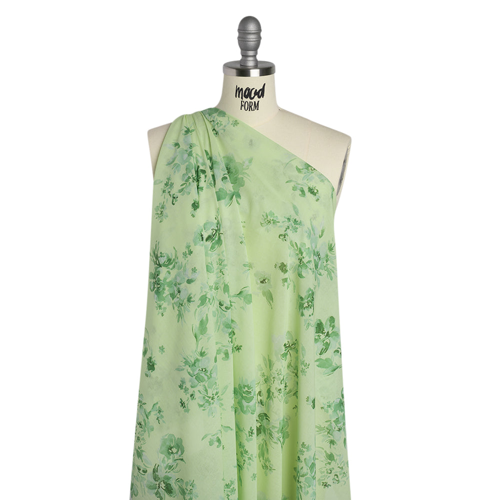 Cotton Voile - Mint and Green Floral- Mood Exclusive Watercolor Wilds Print - Joann Fabrics