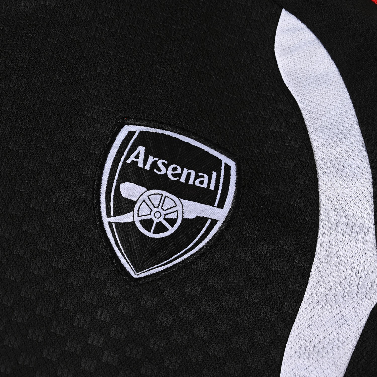 Arsenal 26-27 Short-Sleeve Training Set - Black With White Top & Black Shorts - UnitedFutballJersey
