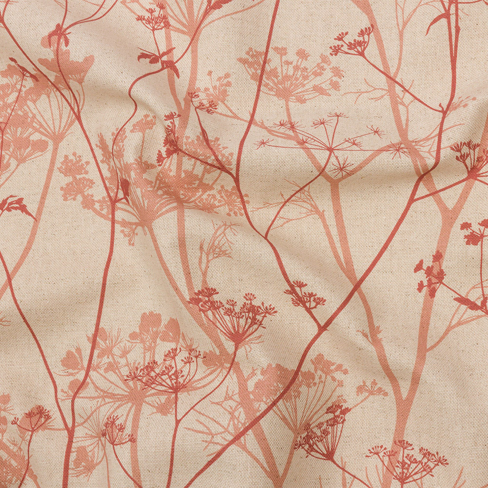 Cotton and Linen Canvas Print - Terracotta Chervil Silhouettes - British Imported - Joann Fabrics