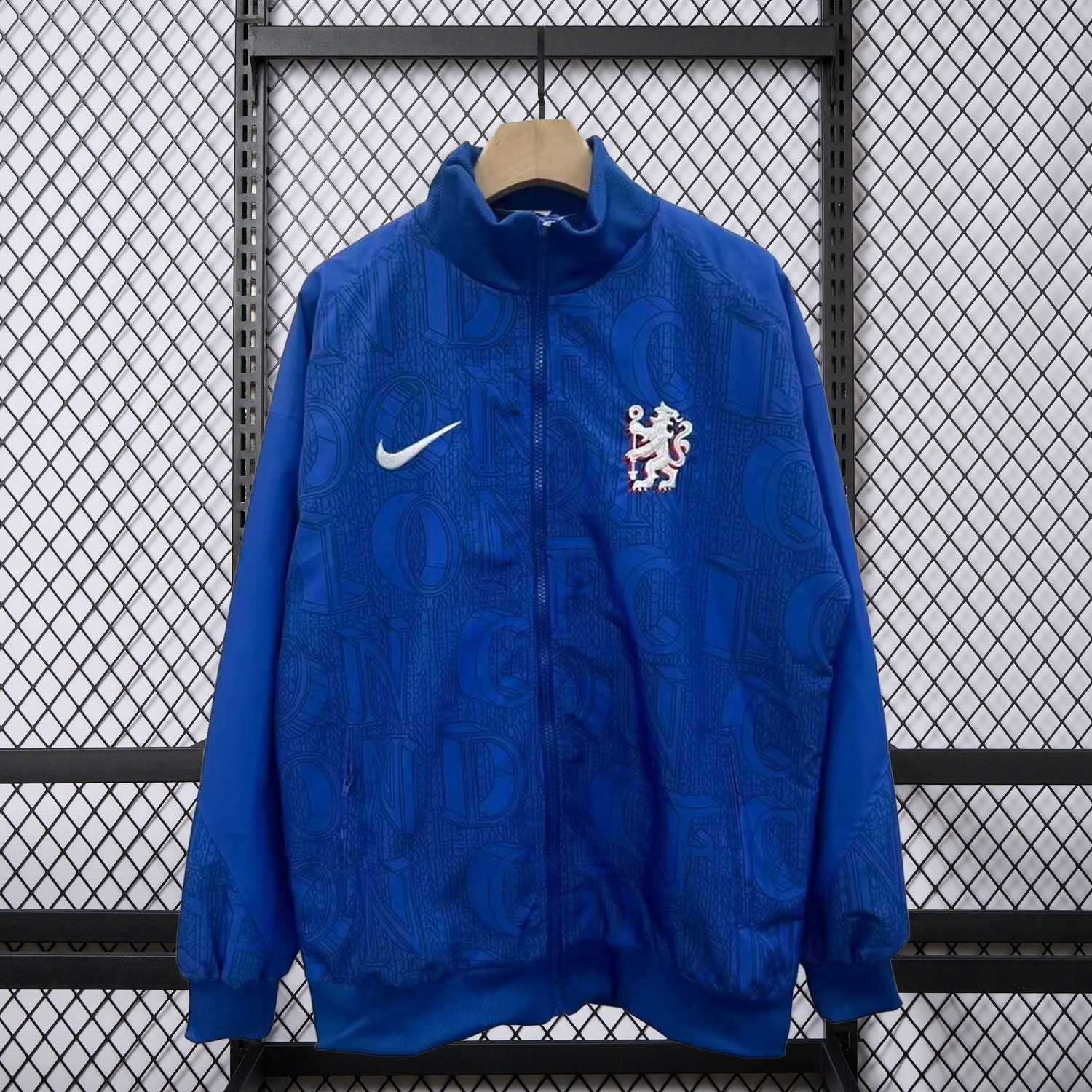 C.H.E.L.S.E.A 25-26 Subtle Letter Pattern Windbreaker Jacket - Blue - UnitedFutballJersey