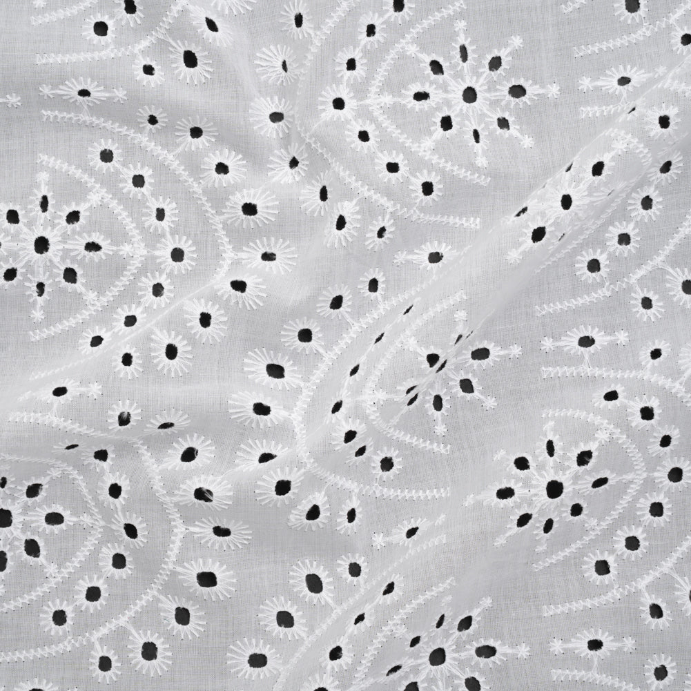 Embroidered Eyelet Cotton Lawn - White Floral Scallops - Designer Deadstock - Joann Fabrics