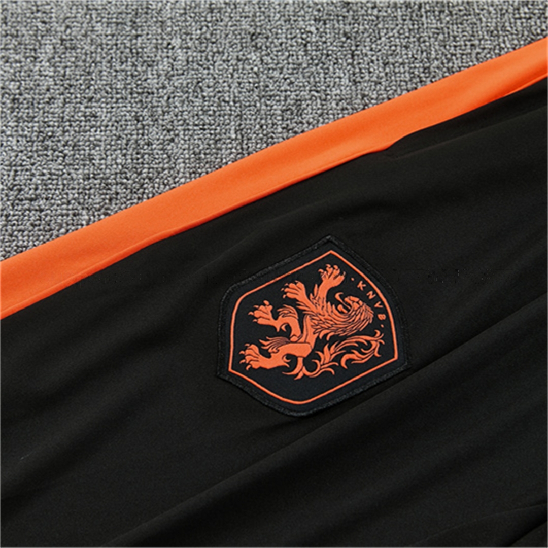 Netherlands 2026 Kids Long Sleeves Training Set - Orange With Black Accents Top & Blue Pants - UnitedFutballJersey