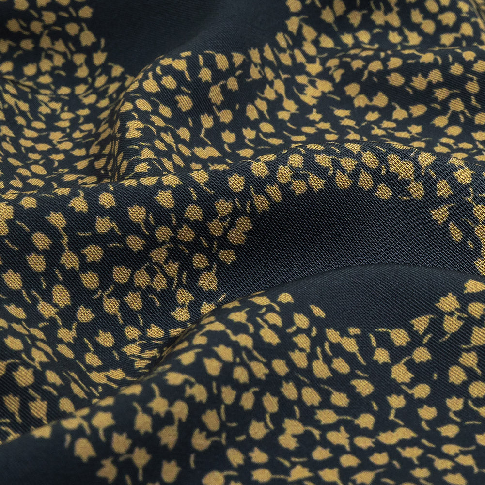Stretch Polyester Twill Print - Navy Polka Dots in Leaves - Mood Exclusive Tangled Topiary - Joann Fabrics