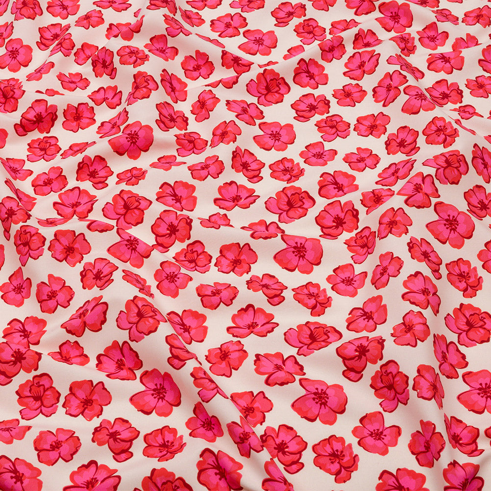 Recycled Polyester Swim Trunk Fabric - White and Pink Floral - Hawaiian Rollercoaster Print - Mood Exclusive Malibu Collection - Joann Fabrics