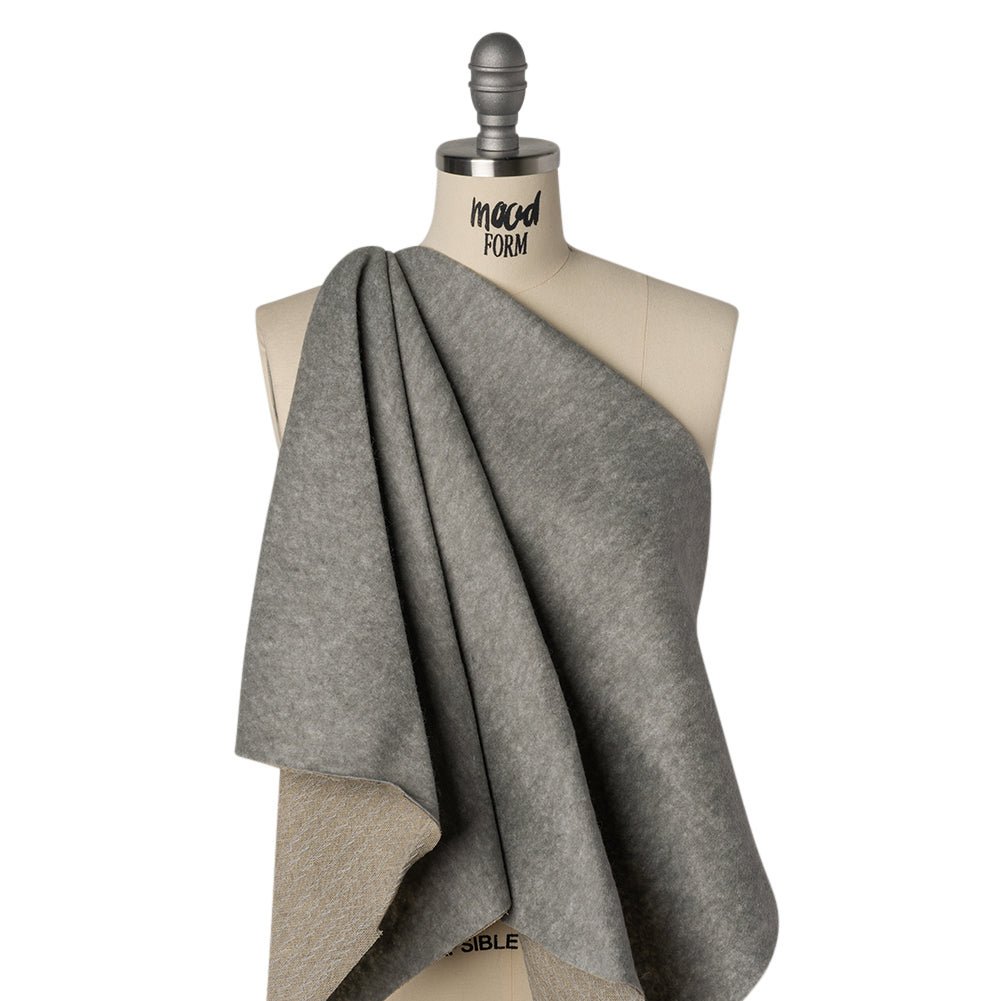 Wool Felt with Stitched Linen Burlap Backing - Heathered Gray and Oatmeal - Deadstock - Joann Fabrics