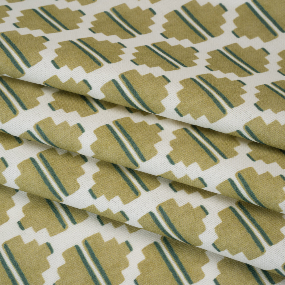Brushed Cotton and Linen Canvas Print - Pistachio Blocky Diamonds - British Imported - Joann Fabrics
