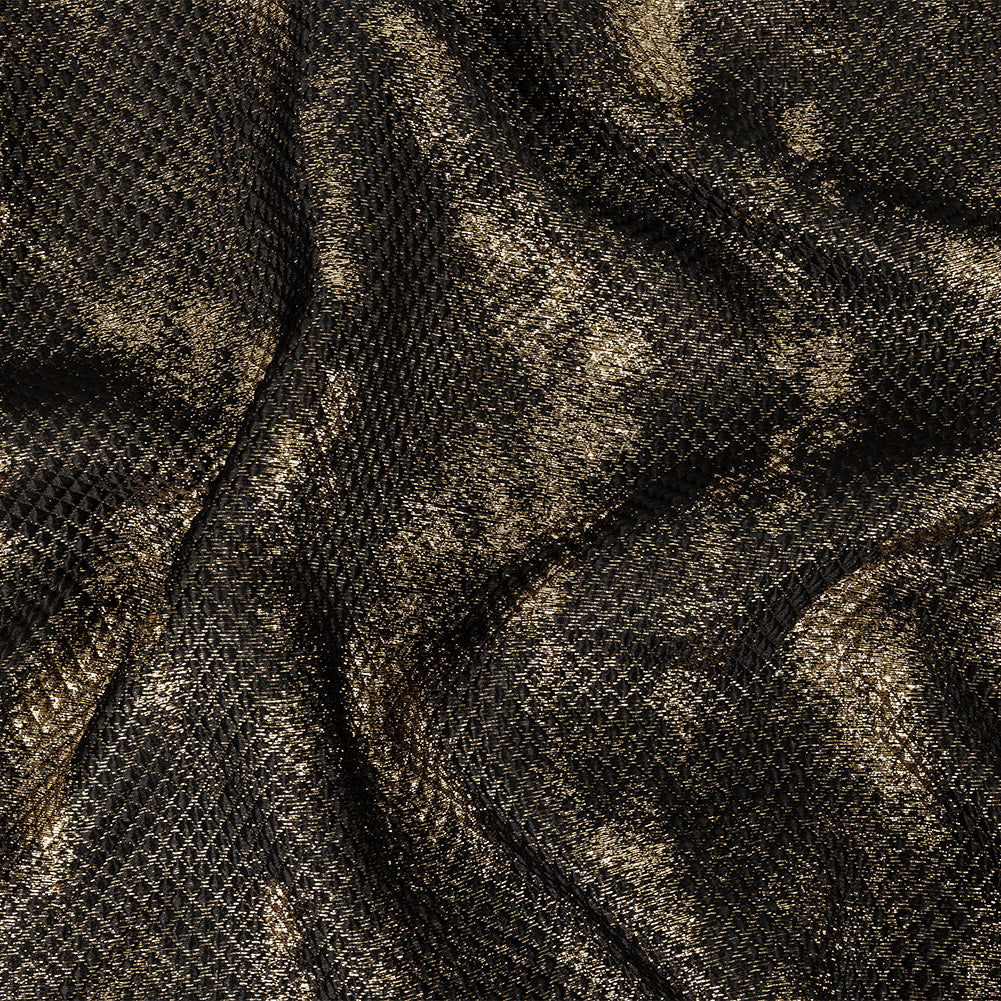 Mood Exclusive Jolene Metallic Gold and Black Tiny Diamonds Quilted Luxury Brocade - Joann Fabrics