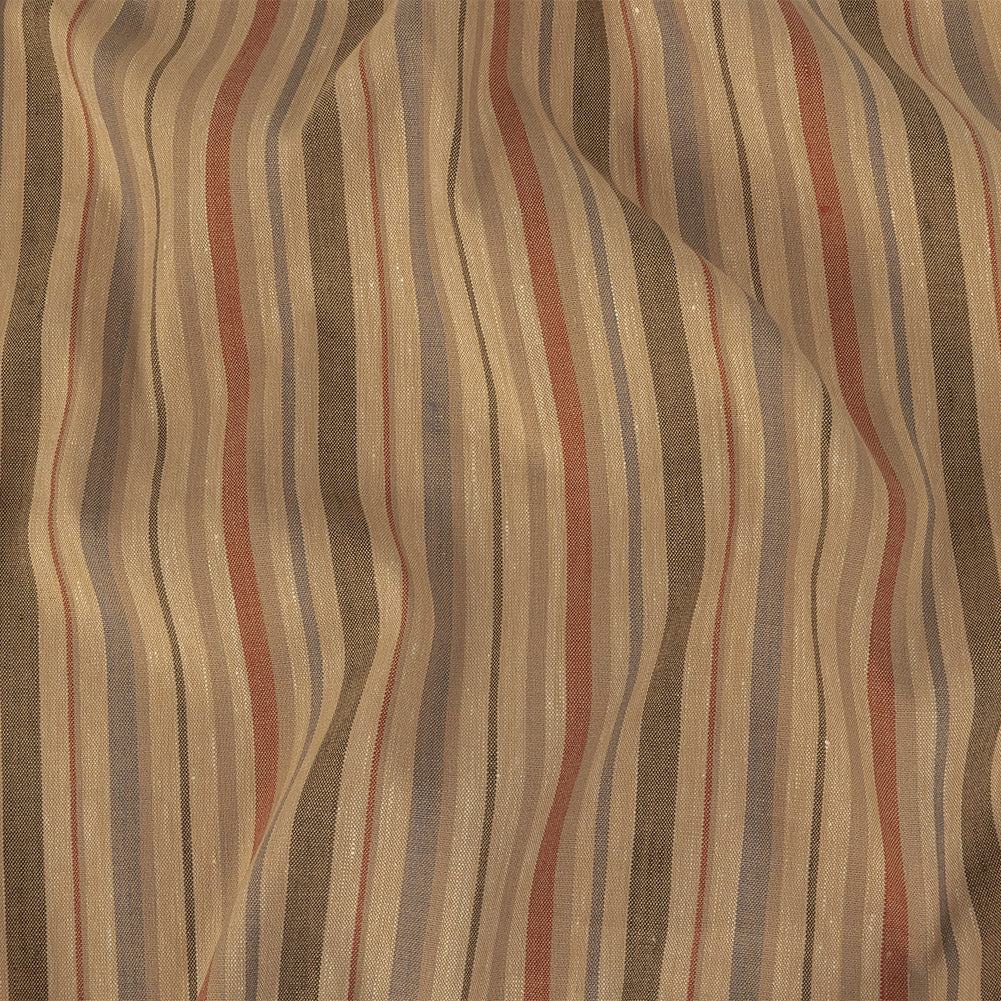 Olive, Tangerine and Smoke Gray Striped Stretch Linen and Rayon Woven - Joann Fabrics
