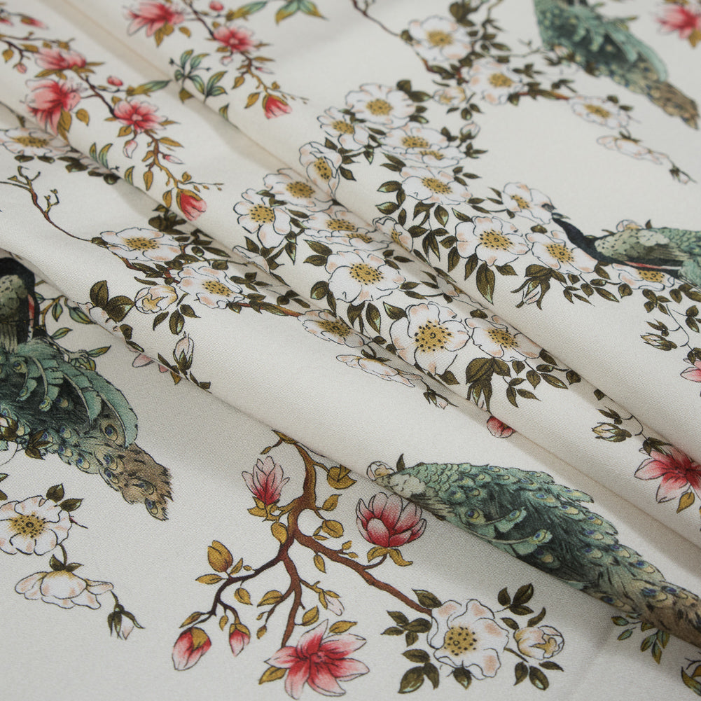 Stretch Cotton Sateen - White Floral - Dignity of Enlightenment Print - Mood Exclusive Key Largo Collection - Joann Fabrics