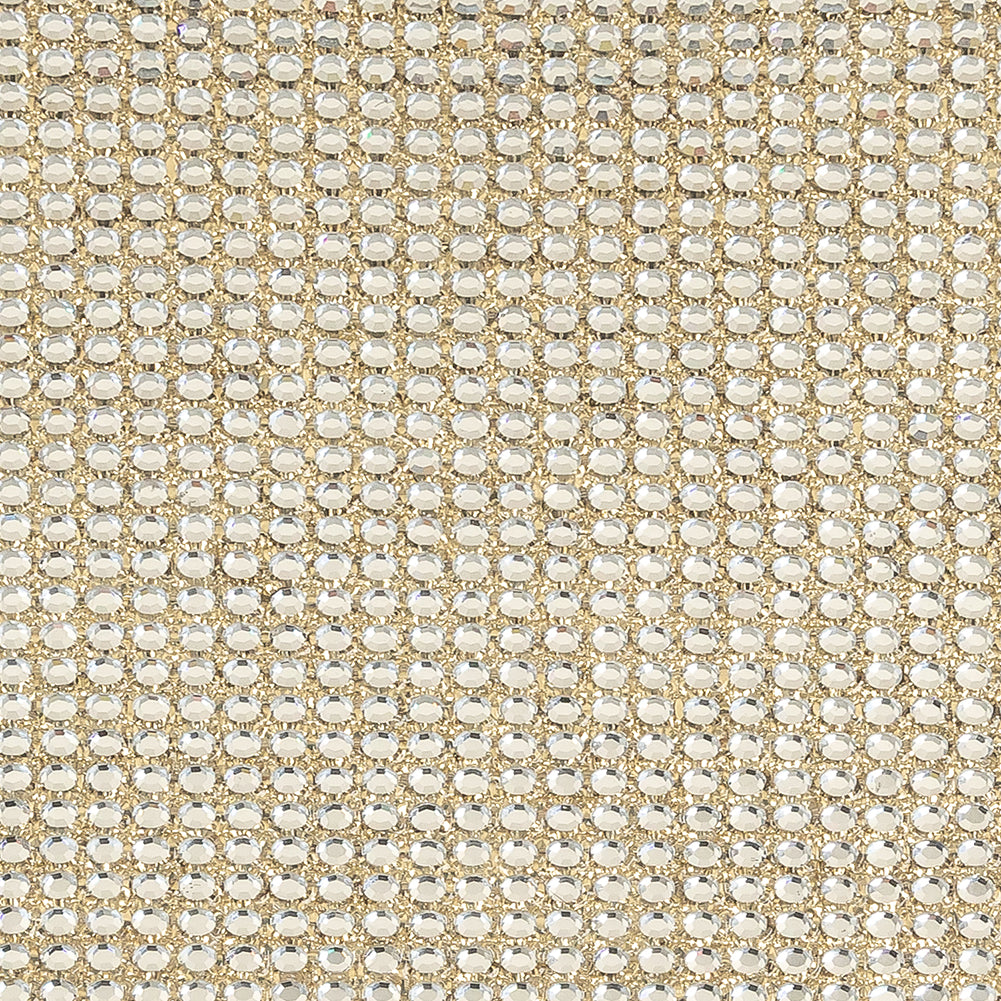 Vintage Metallic Gold and Crystal Rhinestones Fabric Backed Trim - 6