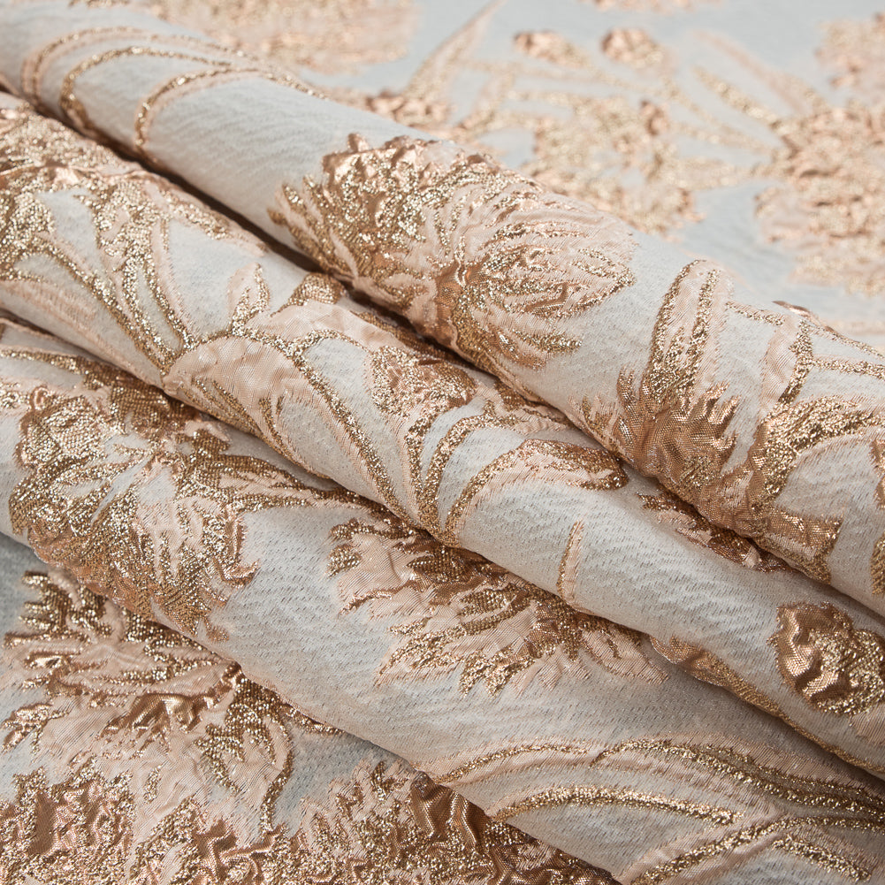 Peach and Gold Luxury Floral Metallic Brocade - Joann Fabrics