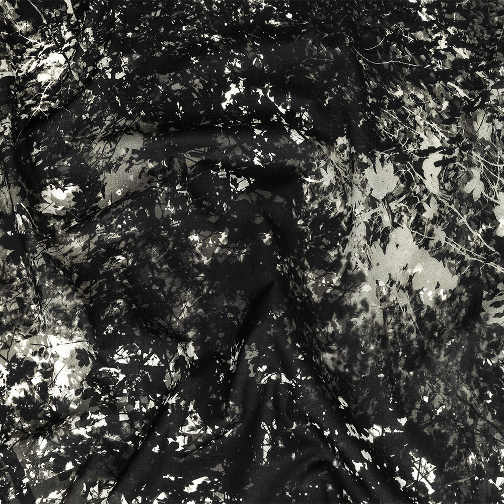 Cotton Voile - Black and White Leafy Branches - Sylvan Spectres Print - Mood Exclusive Twilight Collection - Joann Fabrics